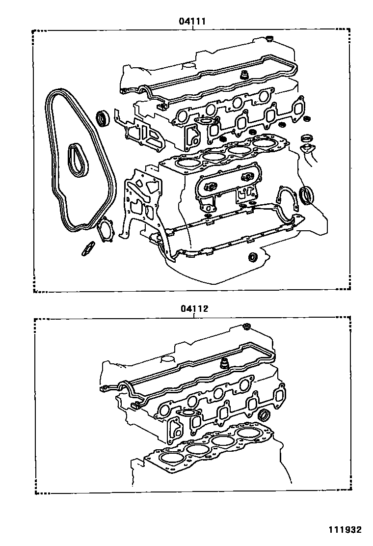 Toyota HILUX Engine Overhaul Gasket Kit EPC diagram — 111932