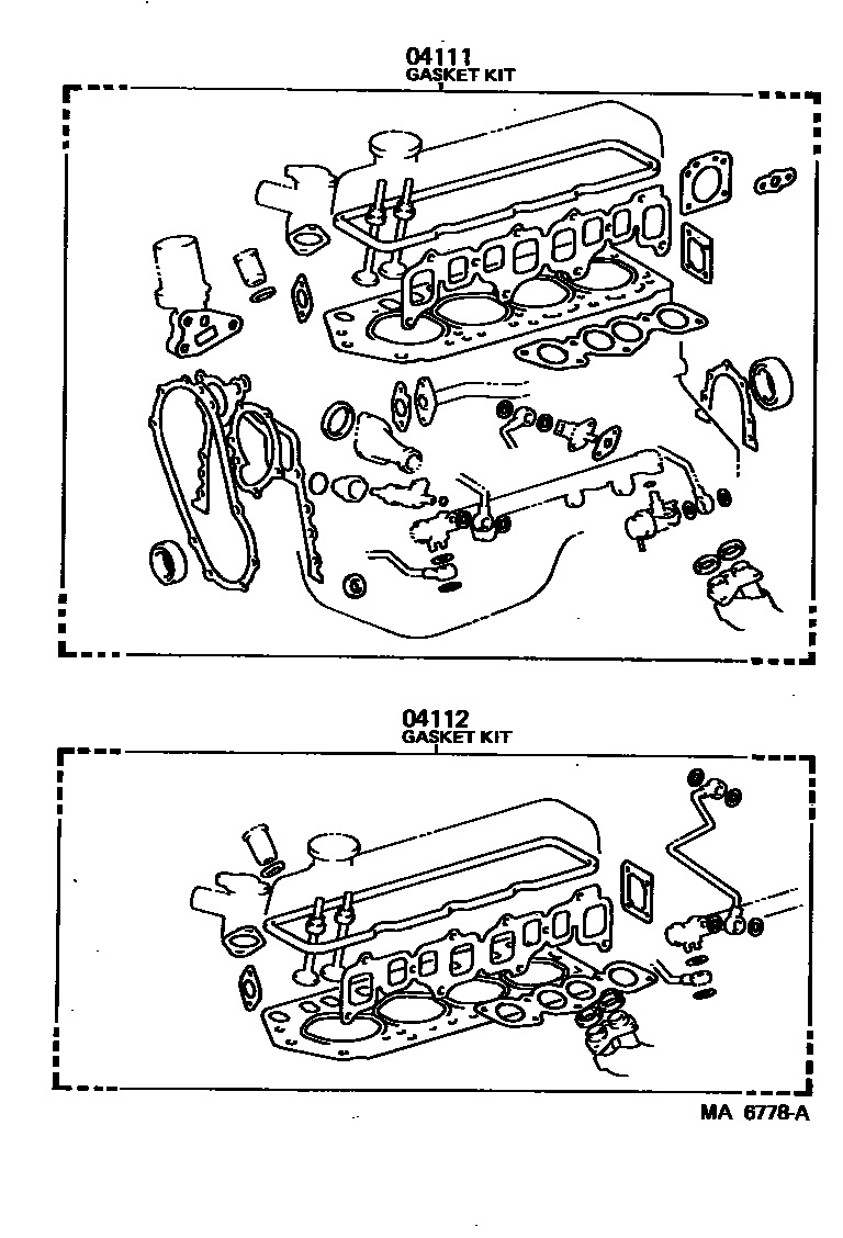 Toyota HILUX Engine Overhaul Gasket Kit EPC diagram — MA6778A
