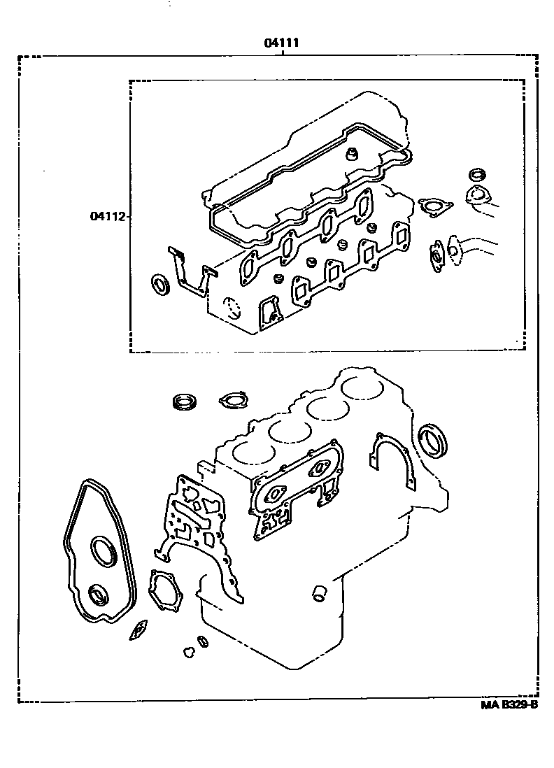 Toyota HILUX Engine Overhaul Gasket Kit EPC diagram — MAB329B