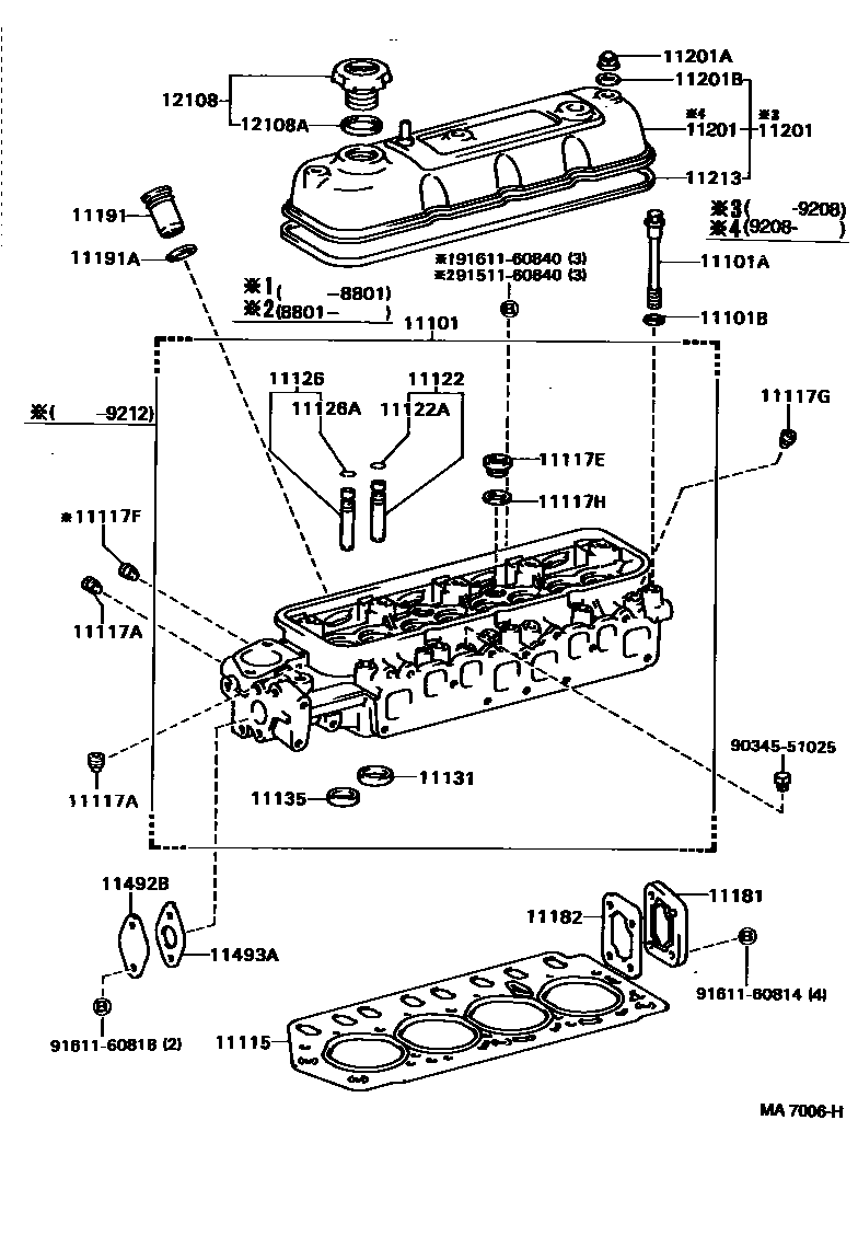 Toyota HILUX Cylinder Head EPC diagram — MA7006H