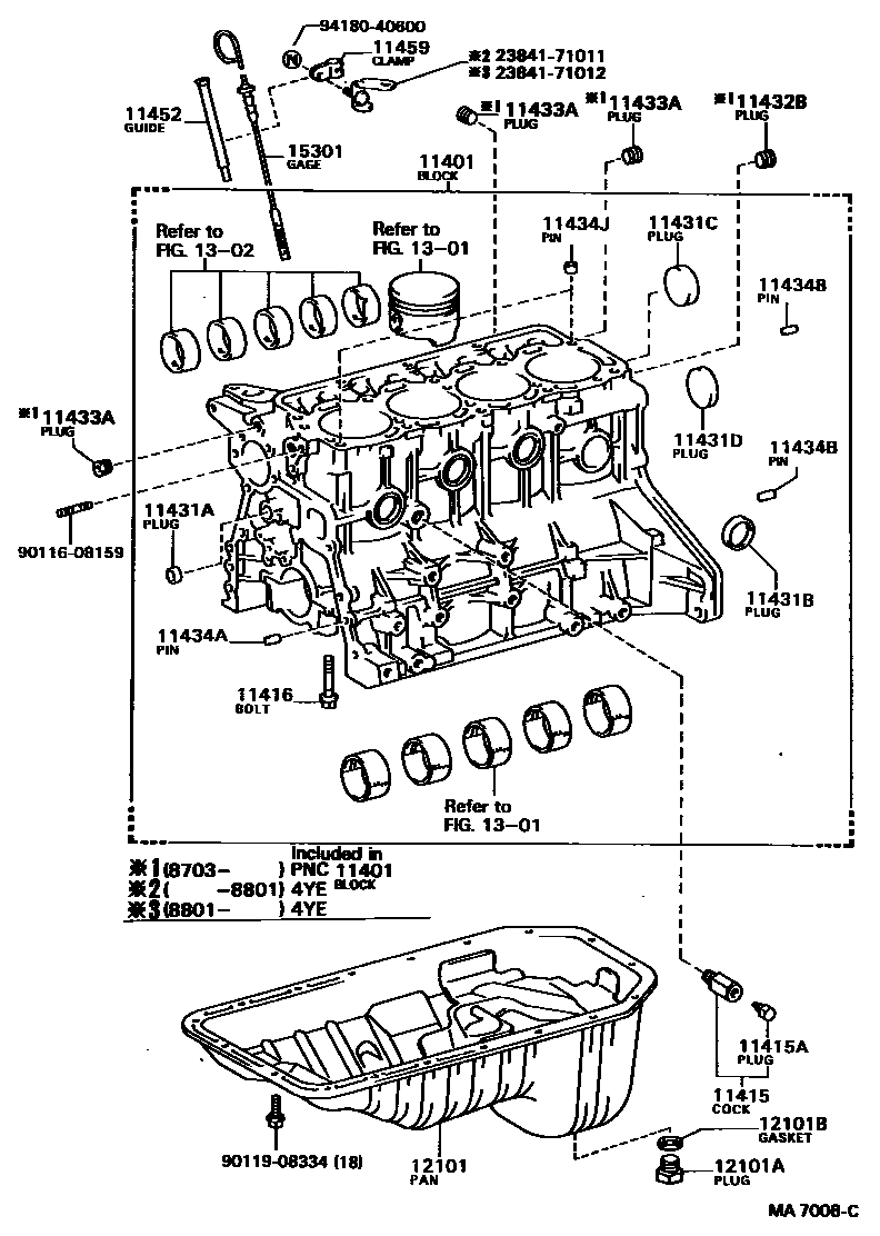 Toyota HILUX Cylinder Block EPC diagram — MA7008C