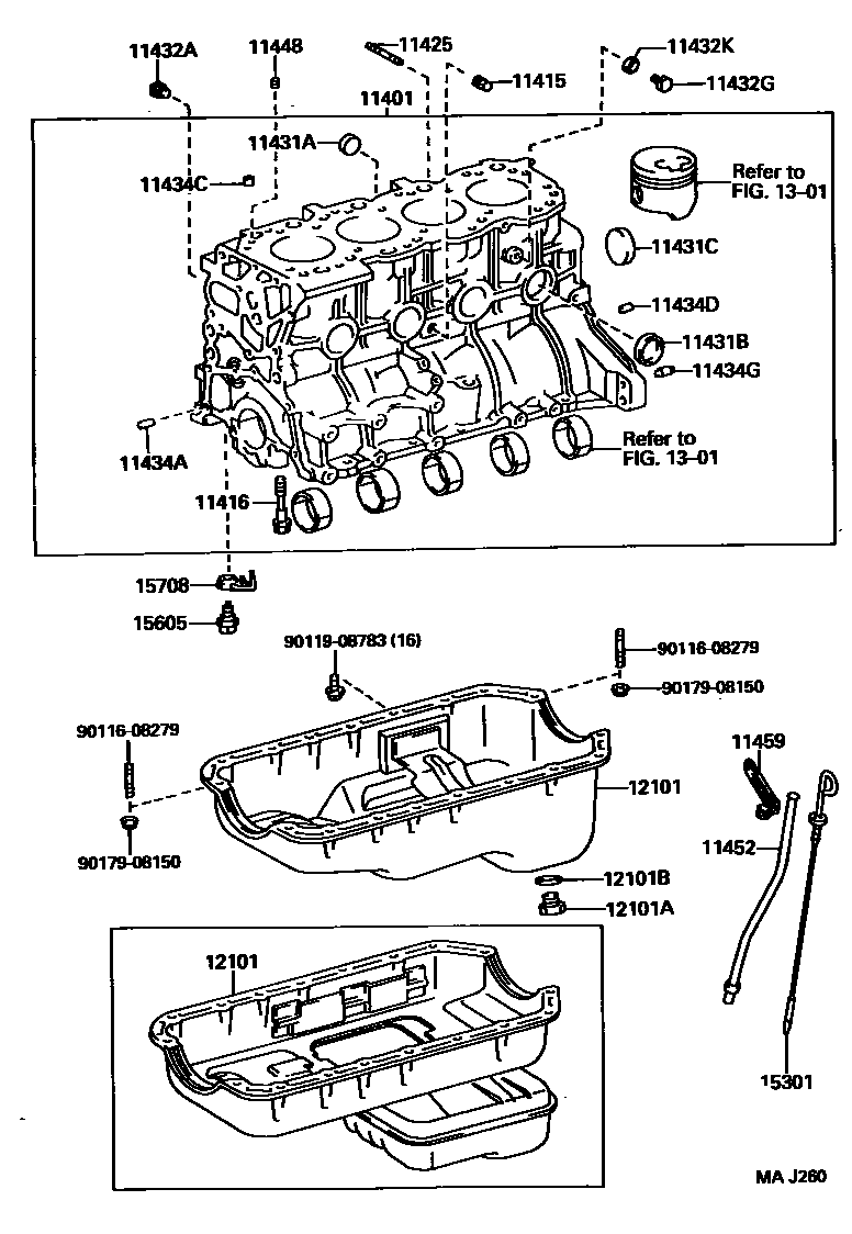 Toyota HILUX Cylinder Block EPC diagram — MAJ260