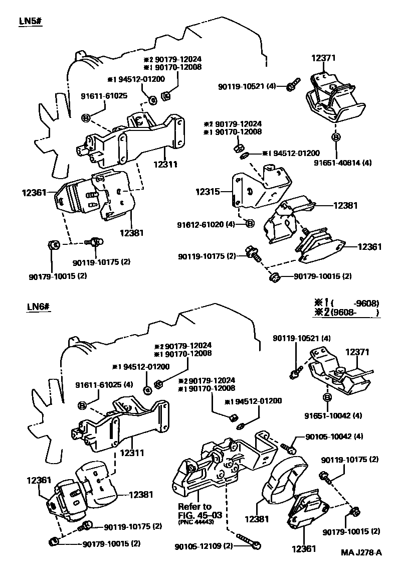 Toyota HILUX Engine Mounting EPC diagram — MAJ278A