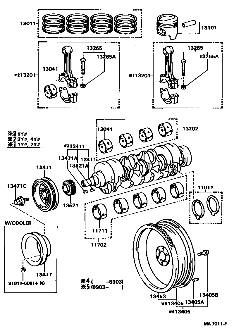 Toyota HILUX Crankshaft & Piston EPC diagram — MA7011F