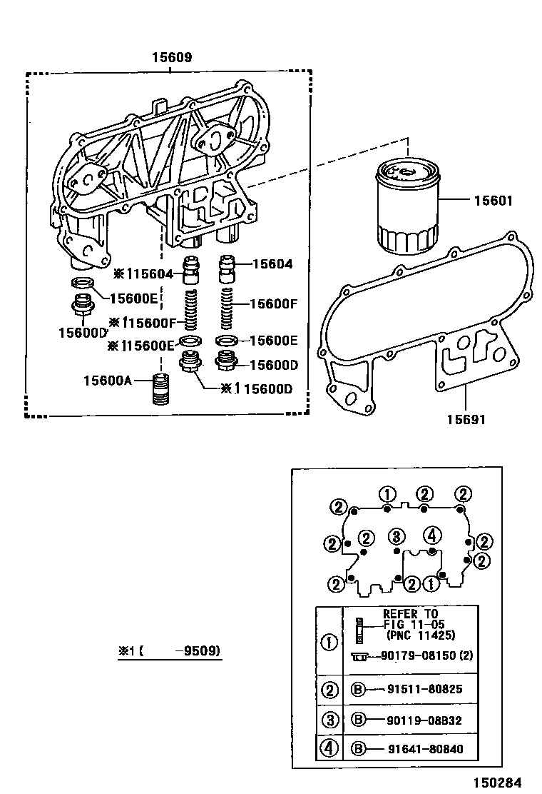 Toyota HILUX Oil Filter EPC diagram — 150284