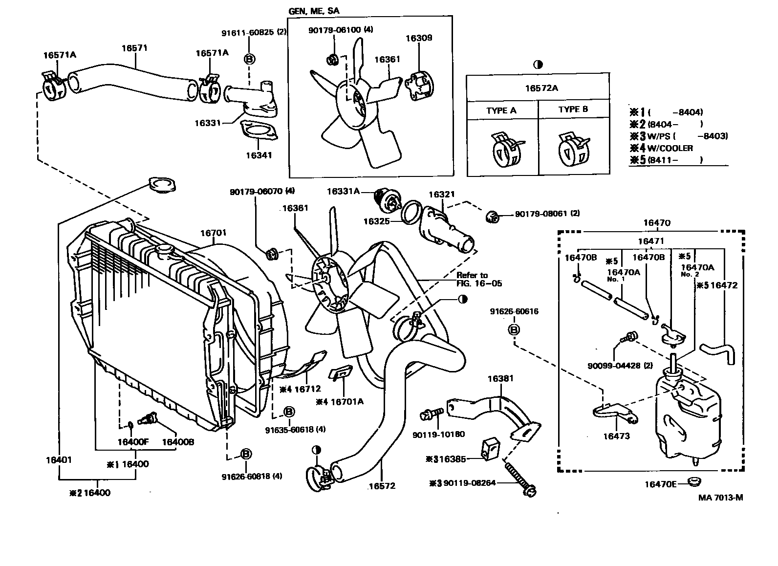 Toyota HILUX RADIATOR & WATER OUTLET EPC diagram — MA7013M