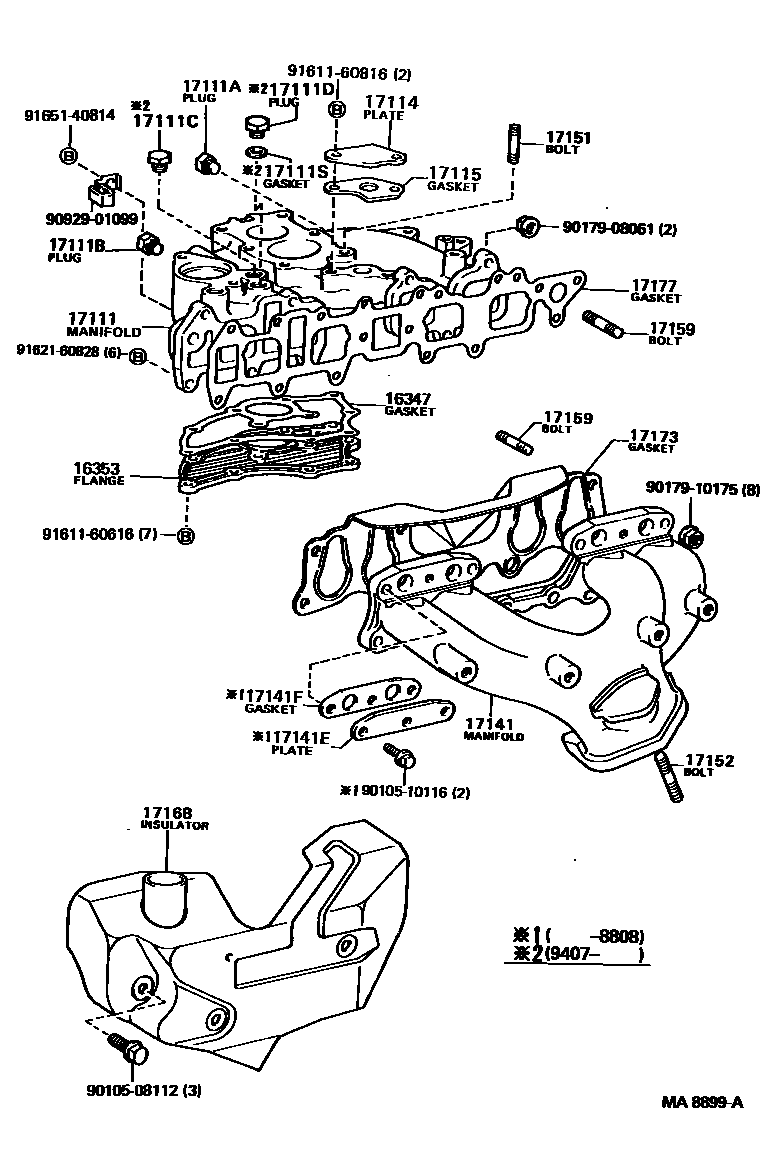 Toyota HILUX Manifold EPC diagram — MA8899A