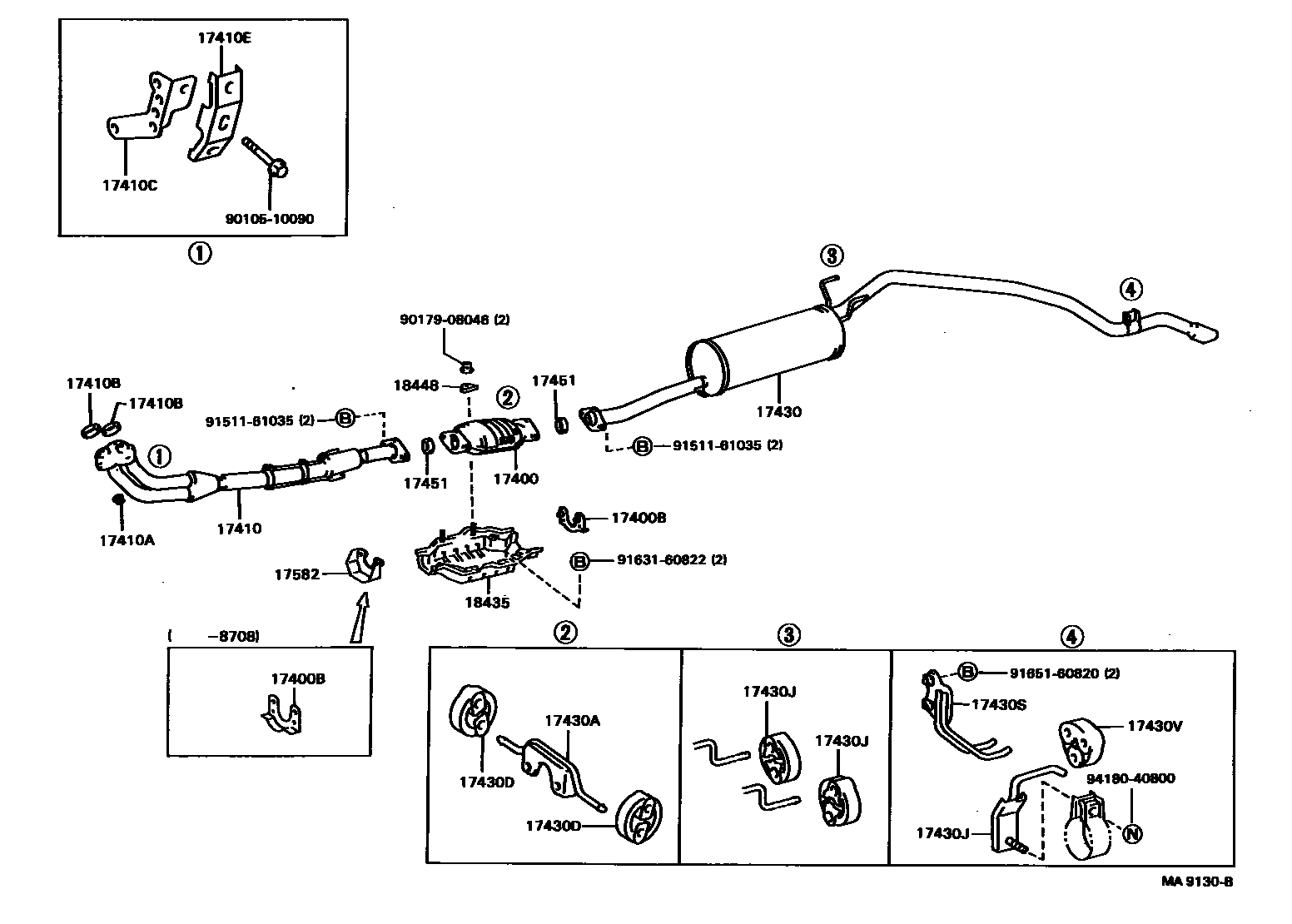 Toyota HILUX Exhaust Pipe EPC diagram — MA9130B