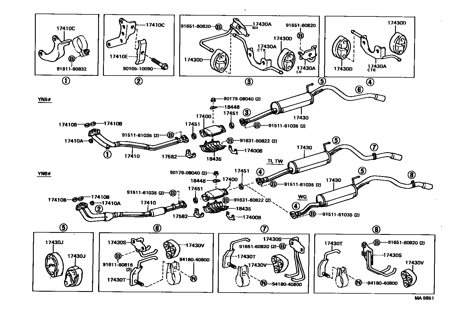 Toyota HILUX Exhaust Pipe EPC diagram — MA9851