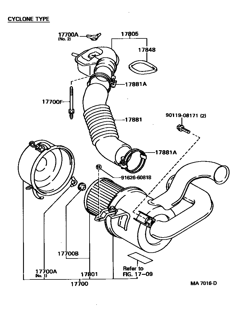 Toyota HILUX Air Cleaner EPC diagram — MA7016D