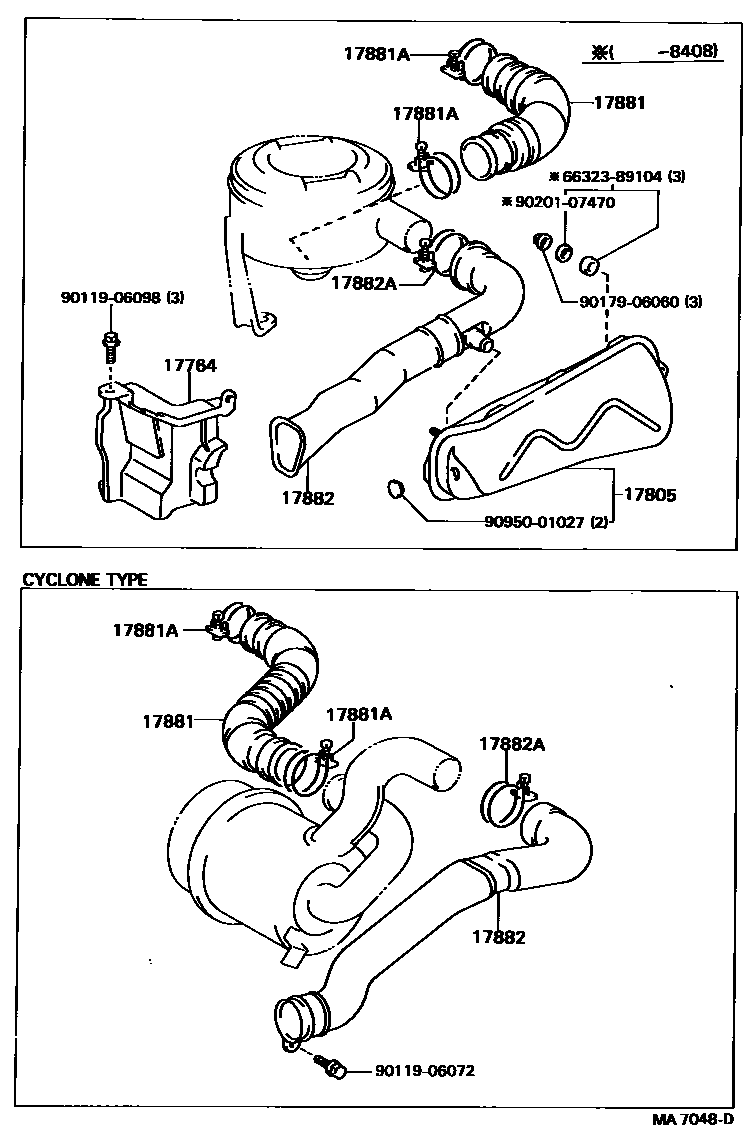 Toyota HILUX Air Cleaner EPC diagram — MA7048D