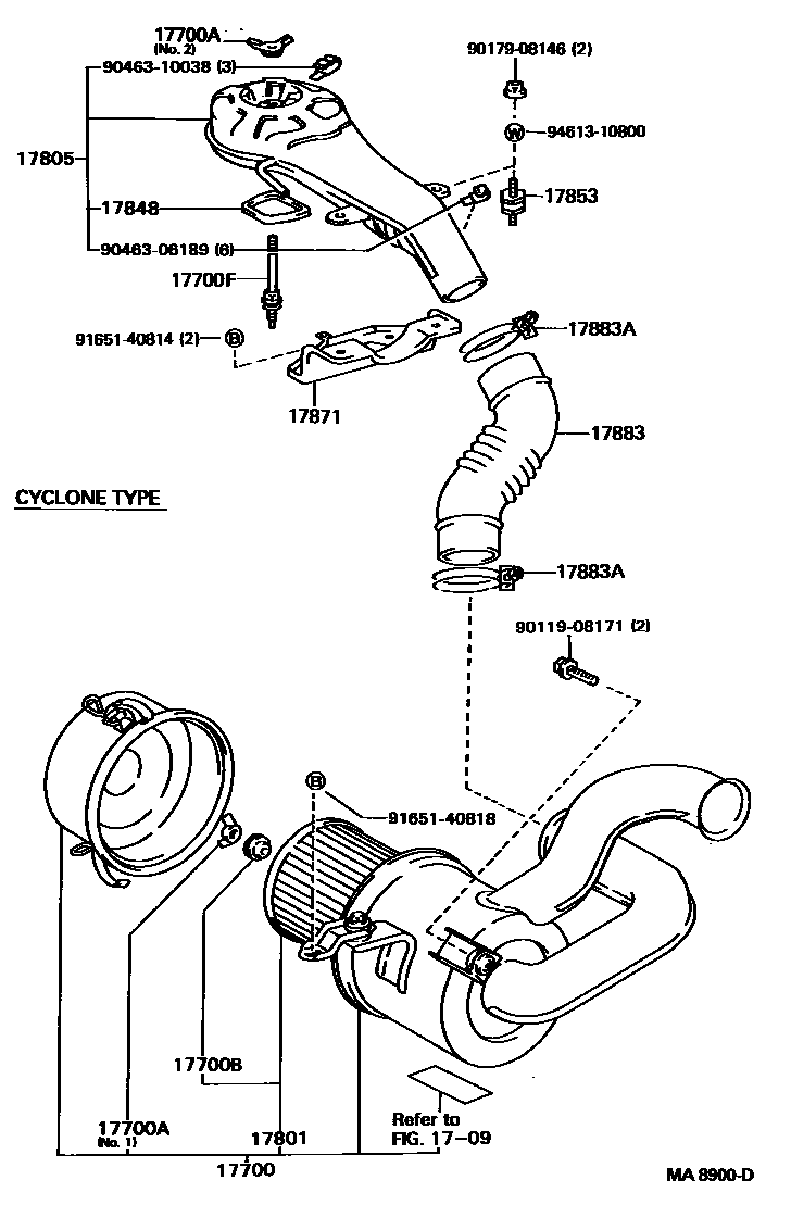 Toyota HILUX Air Cleaner EPC diagram — MA8900D