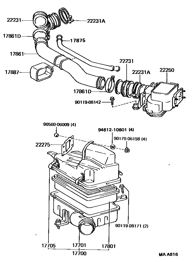 Toyota HILUX Air Cleaner EPC diagram — MAA616