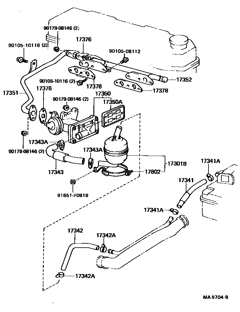 Toyota HILUX 歧管喷气系统 EPC diagram — MA9704B