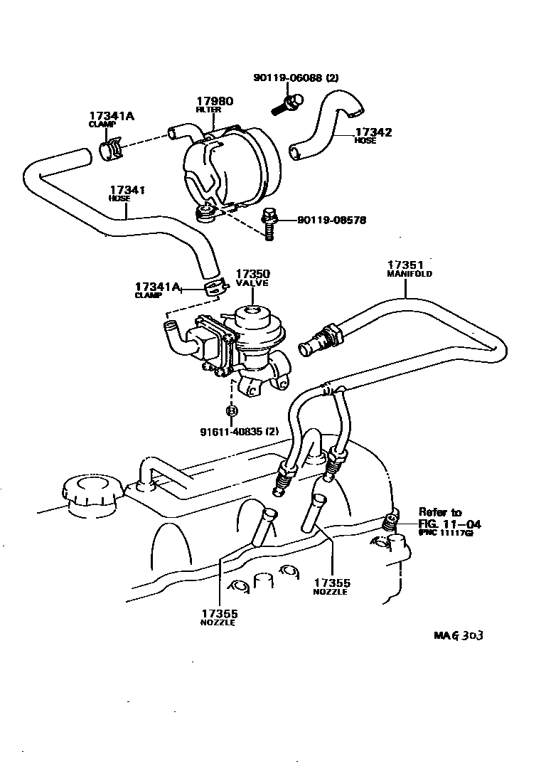 Toyota HILUX 歧管喷气系统 EPC diagram — MAG303