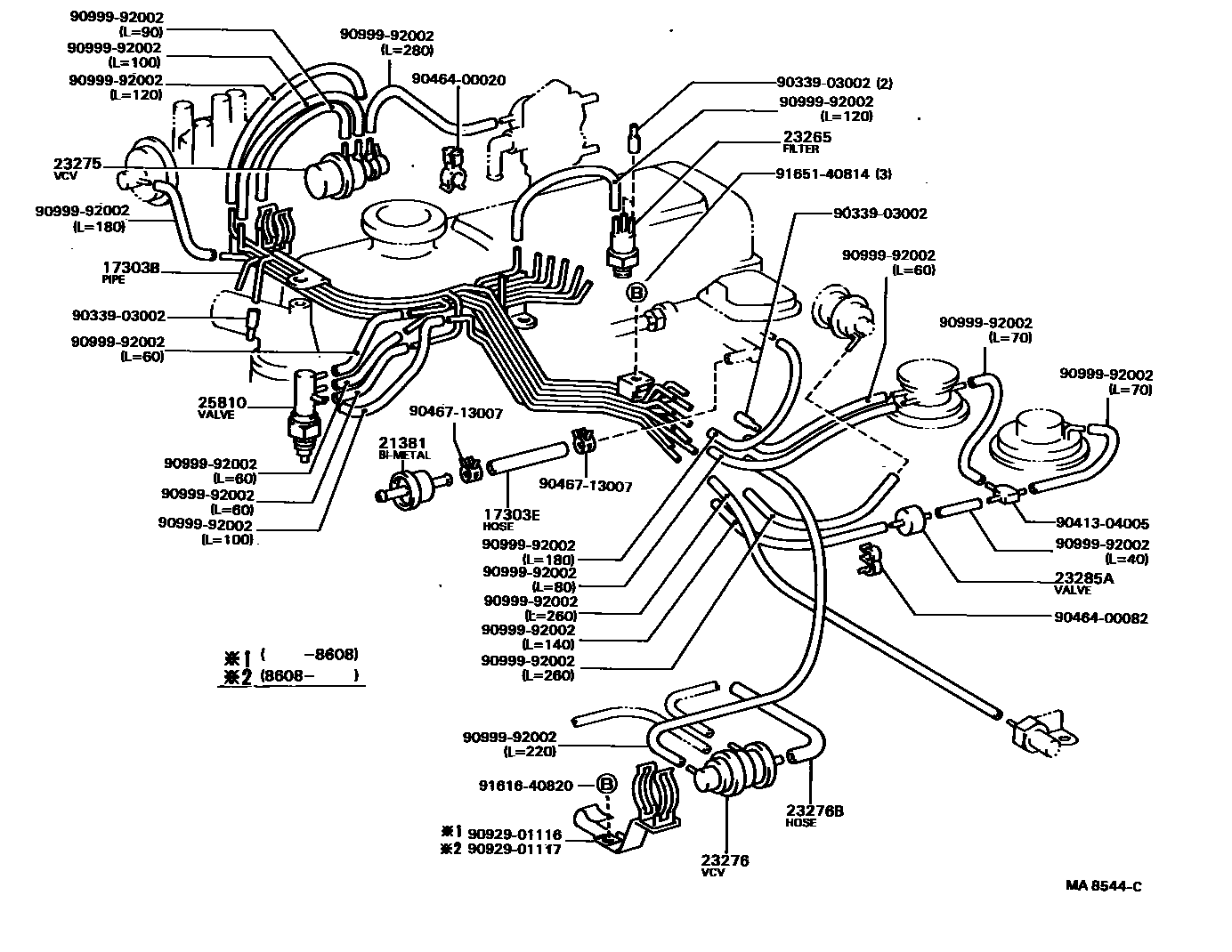 Toyota HILUX vacuum tube EPC diagram — MA8544C