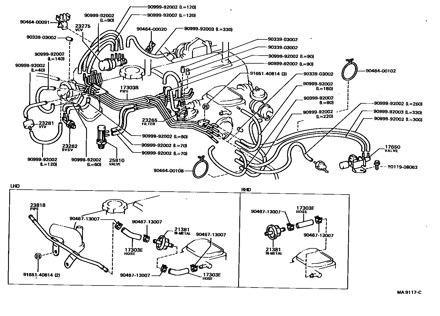 Toyota HILUX vacuum tube EPC diagram — MA9117C