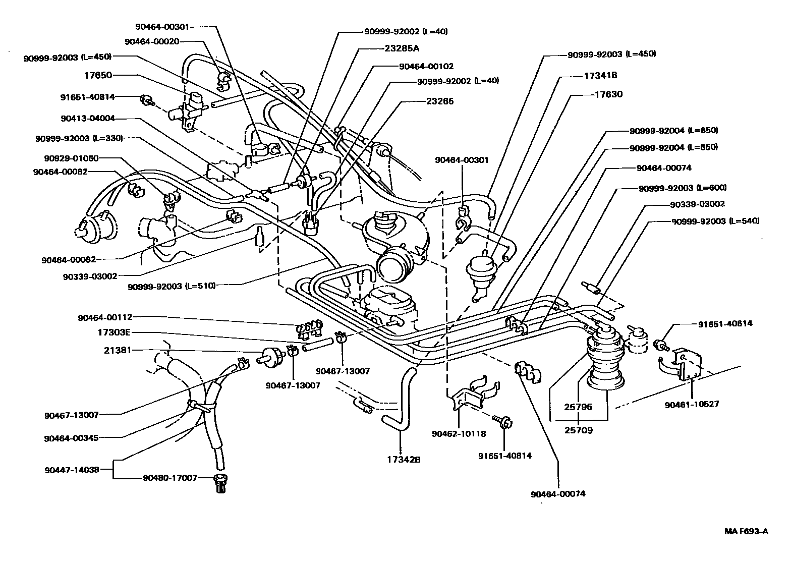 Toyota HILUX vacuum tube EPC diagram — MAF693A