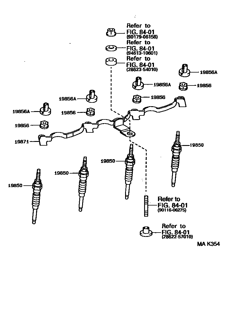 Toyota HILUX 点火线圈和火花塞 /电热塞 EPC diagram — MAK354