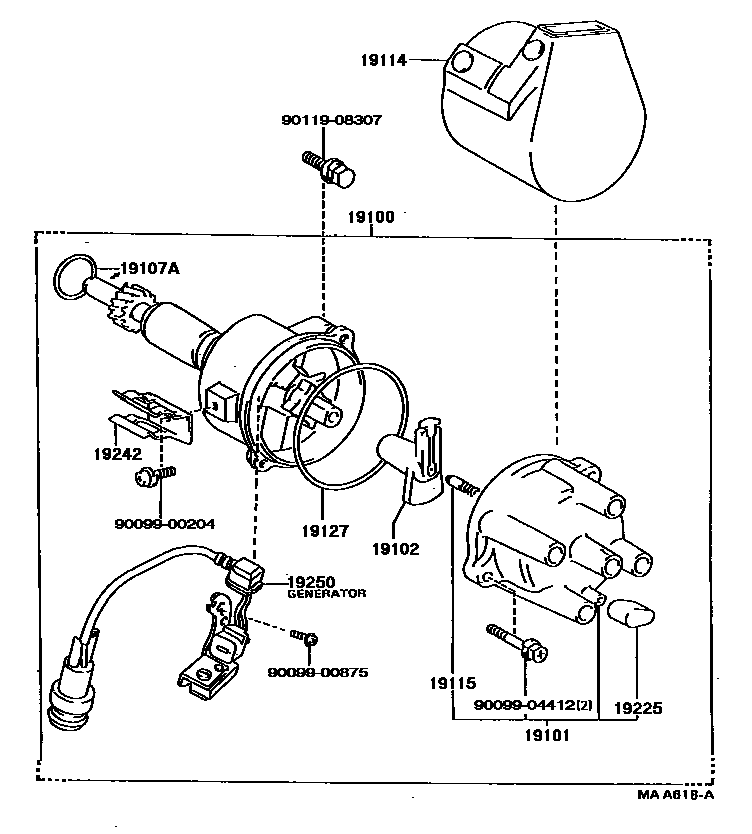 Toyota HILUX 分电器 EPC diagram — MAA618A