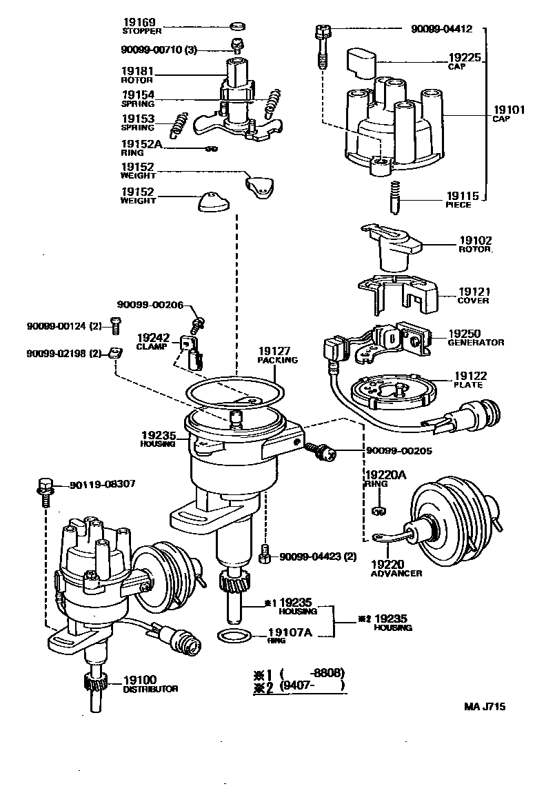 Toyota HILUX 分电器 EPC diagram — MAJ715