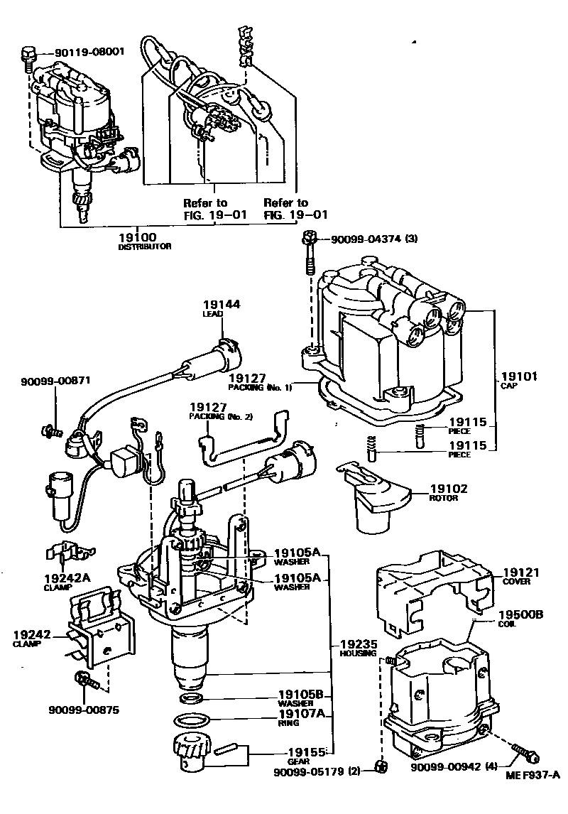 Toyota HILUX 分电器 EPC diagram — MEF937A