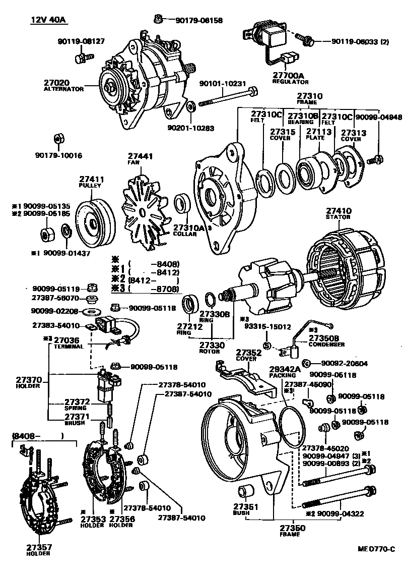 Toyota HILUX Alternator EPC diagram — MED770C