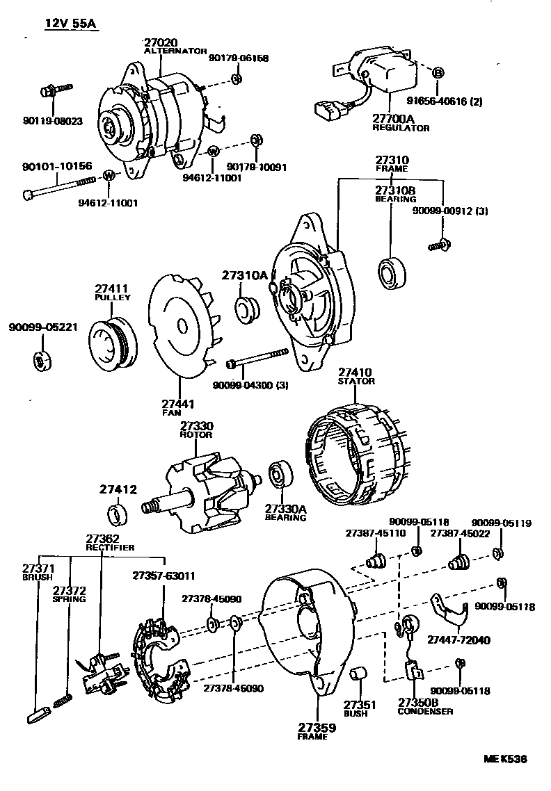 Toyota HILUX Alternator EPC diagram — MEK536