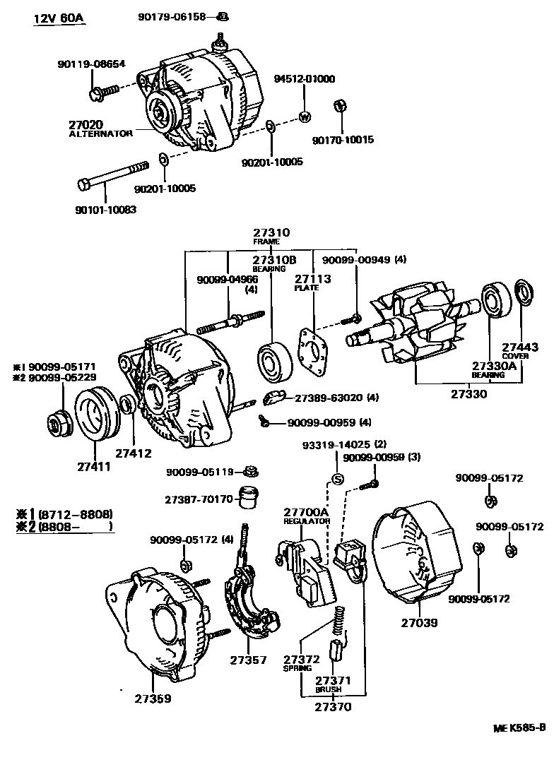 Toyota HILUX Alternator EPC diagram — MEK585B