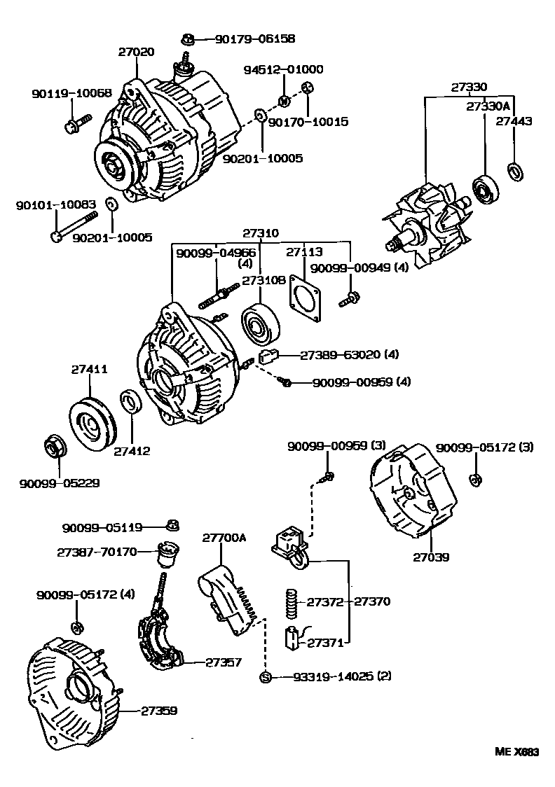 Toyota HILUX Alternator EPC diagram — MEX683
