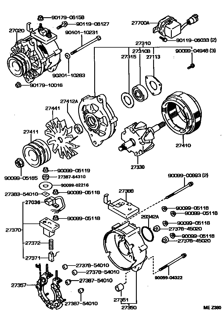 Toyota HILUX Alternator EPC diagram — MEZ380