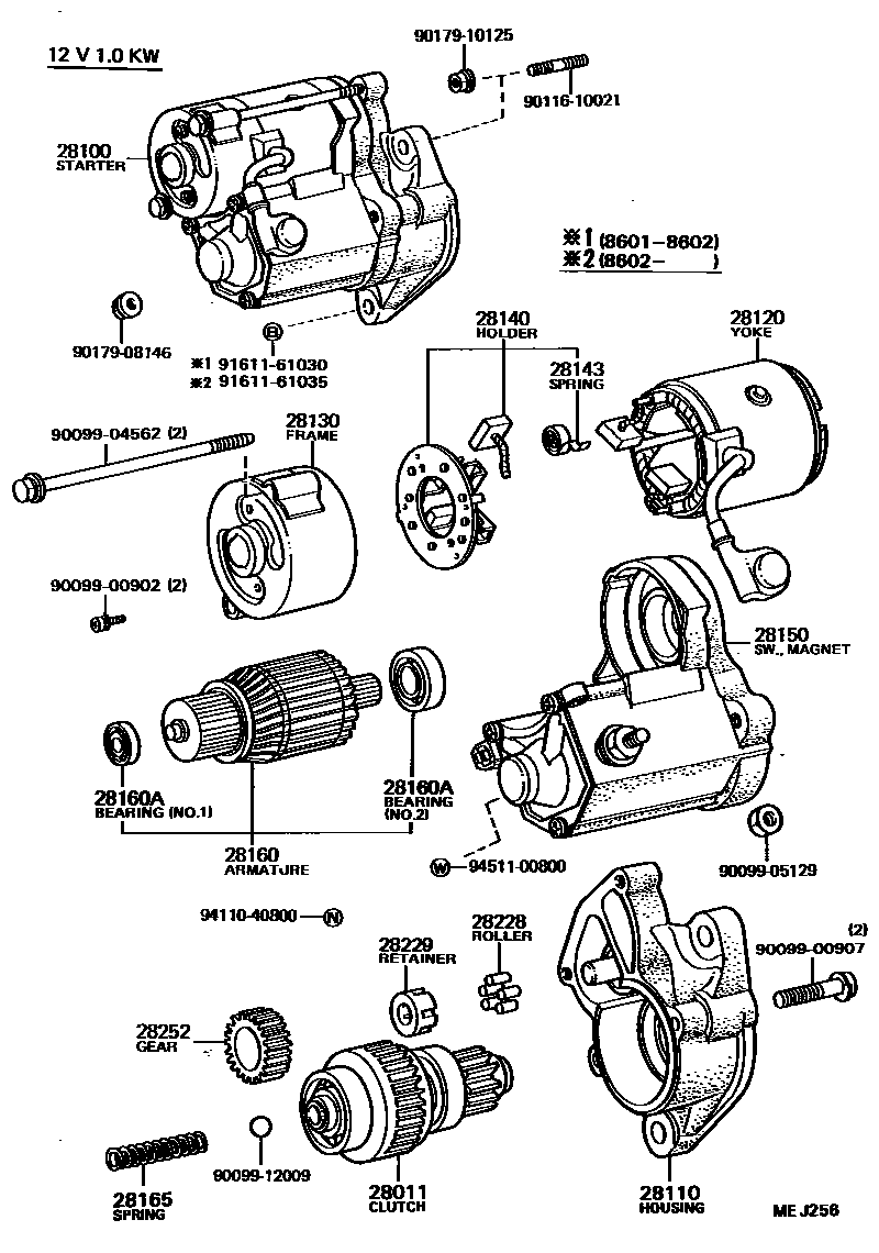 Toyota HILUX 起动机 EPC diagram — MEJ256