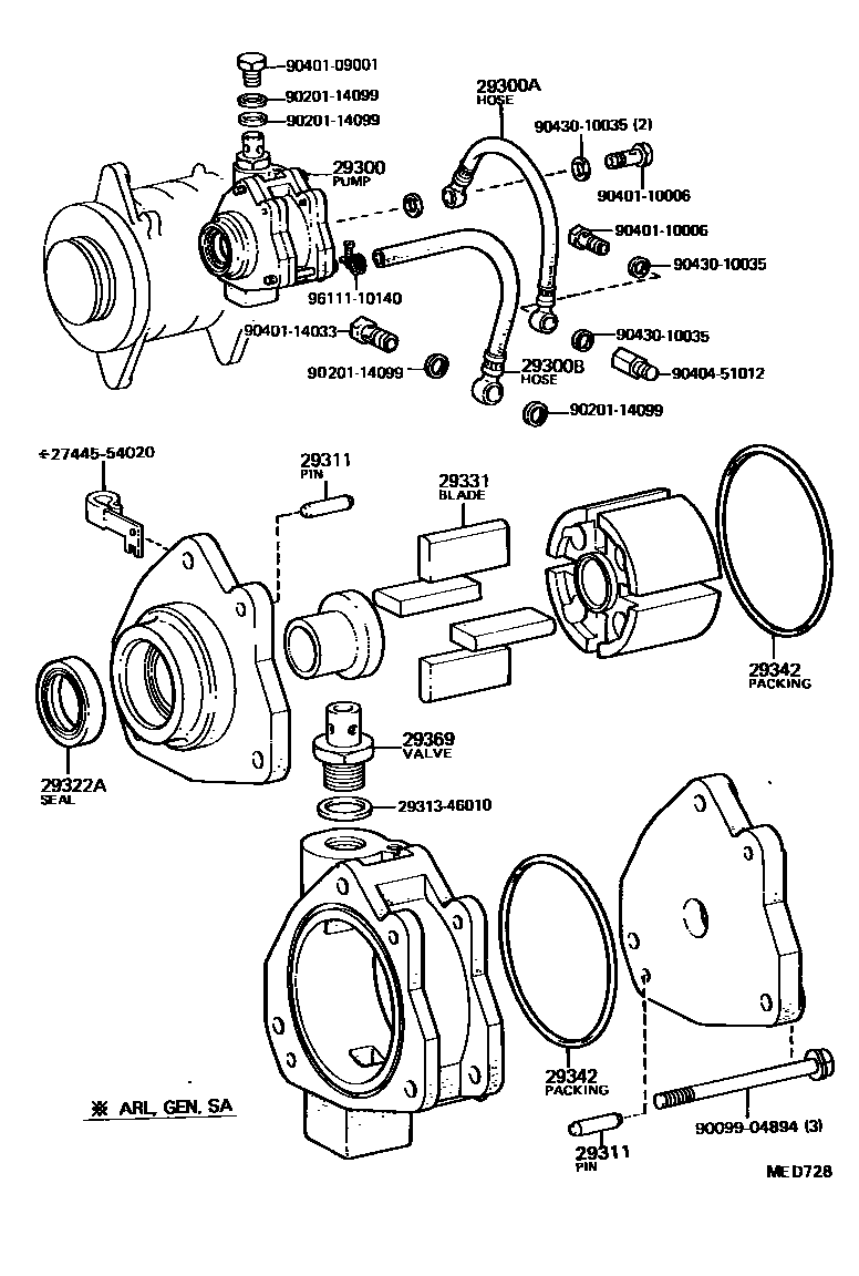 Toyota HILUX 真空泵 EPC diagram — MED728