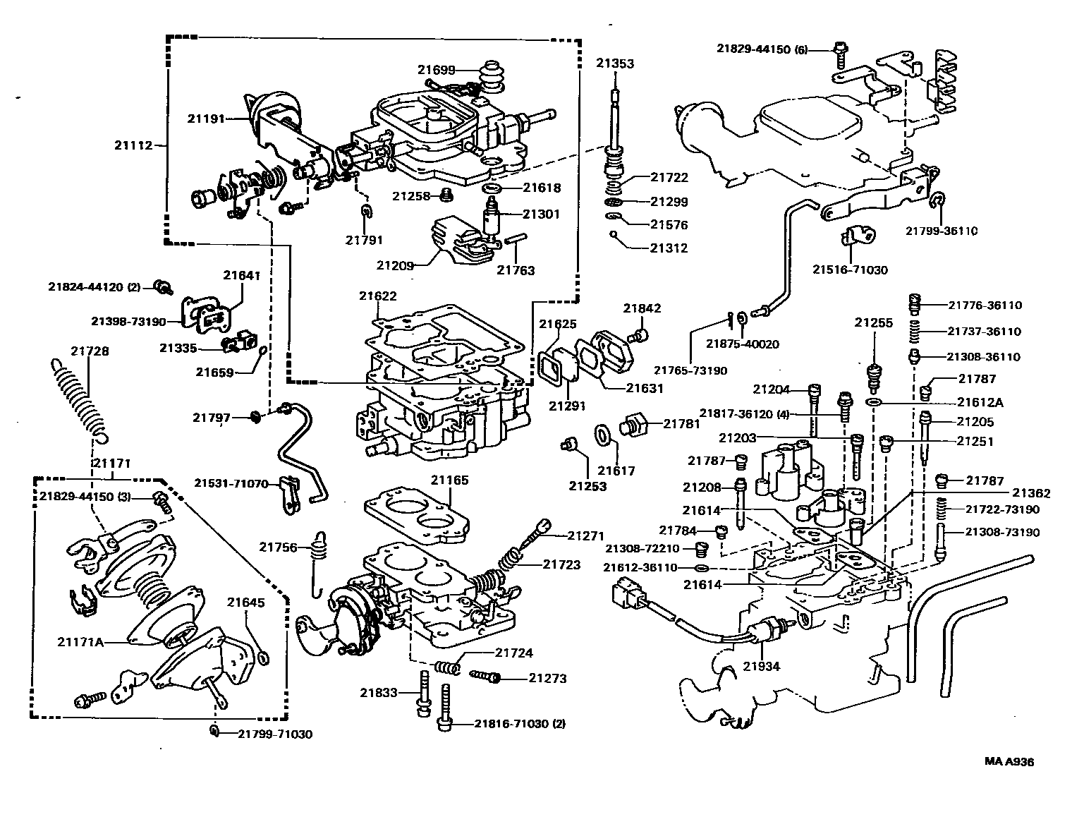 Toyota HILUX 化油器 EPC diagram — MAA936