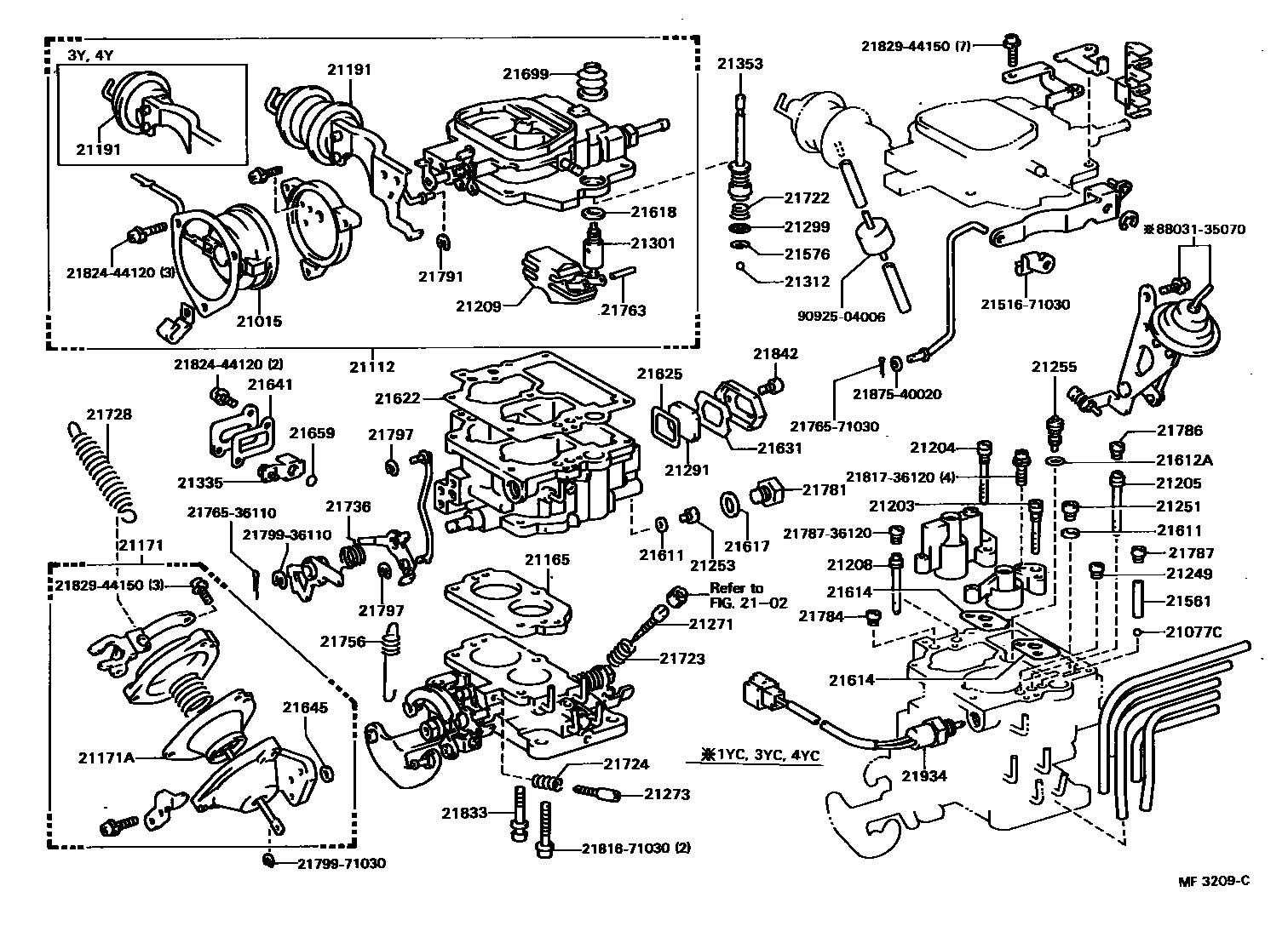 Toyota HILUX 化油器 EPC diagram — MF3209C