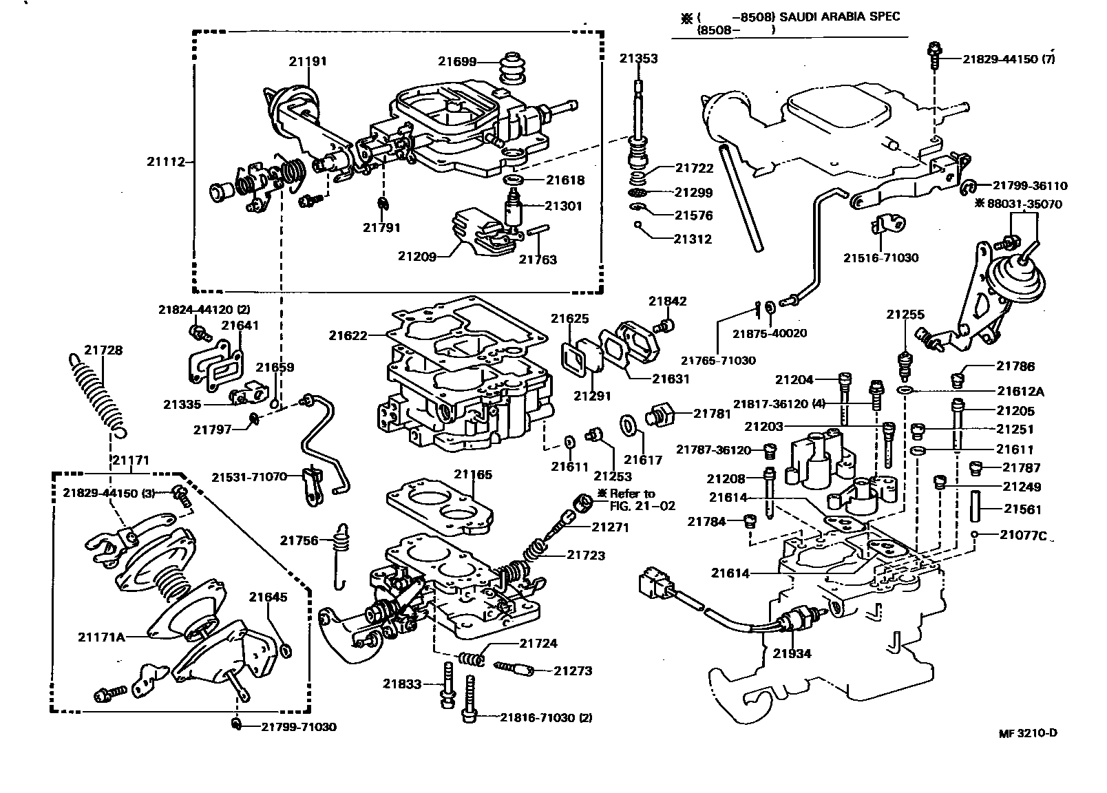 Toyota HILUX 化油器 EPC diagram — MF3210D