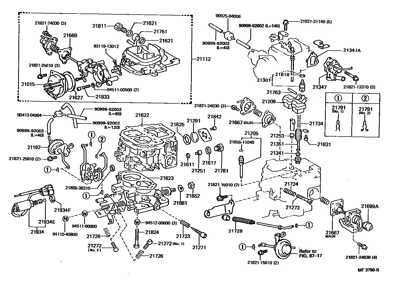 Toyota HILUX 化油器 EPC diagram — MF3790B