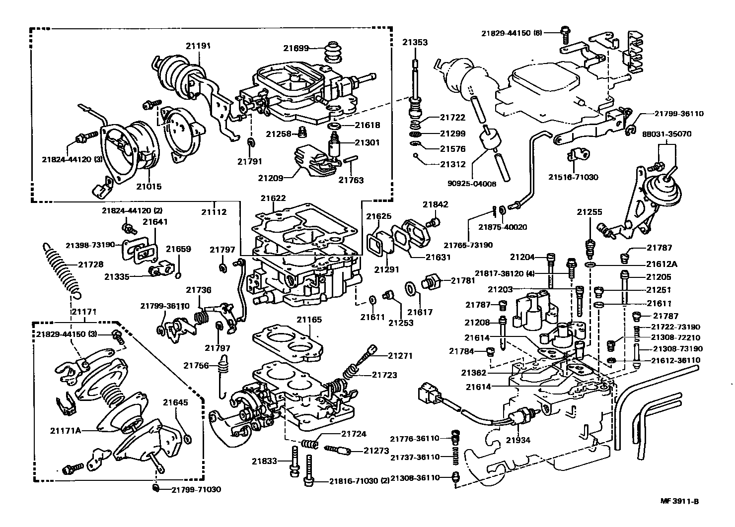 Toyota HILUX 化油器 EPC diagram — MF3911B