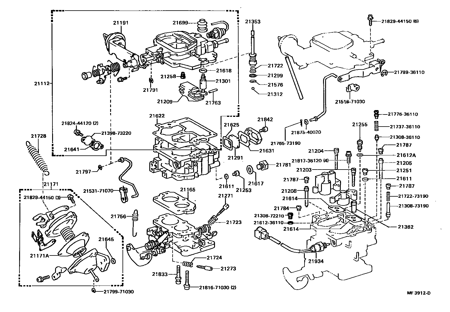 Toyota HILUX 化油器 EPC diagram — MF3912D