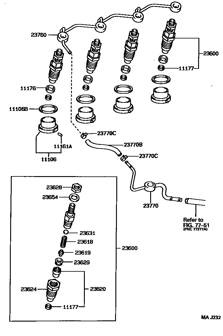 Toyota HILUX 喷油嘴 EPC diagram — MAJ232