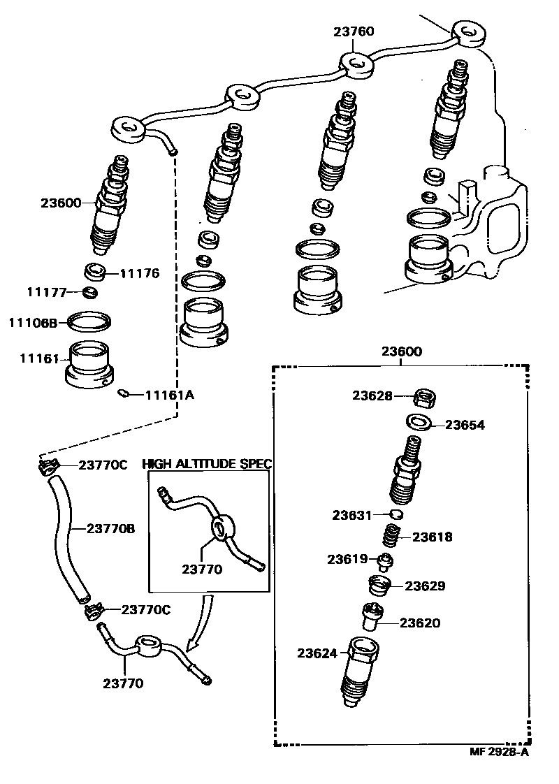 Toyota HILUX 喷油嘴 EPC diagram — MF2928A