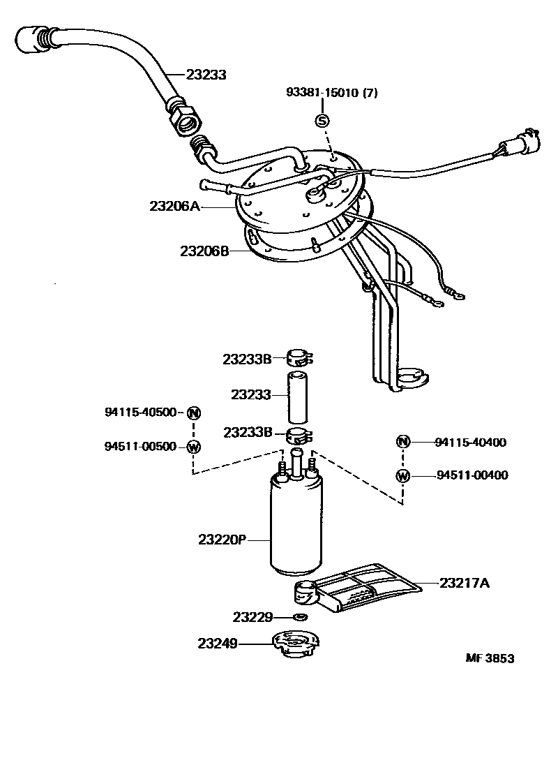 Toyota HILUX 燃油喷射系统 EPC diagram — MF3853