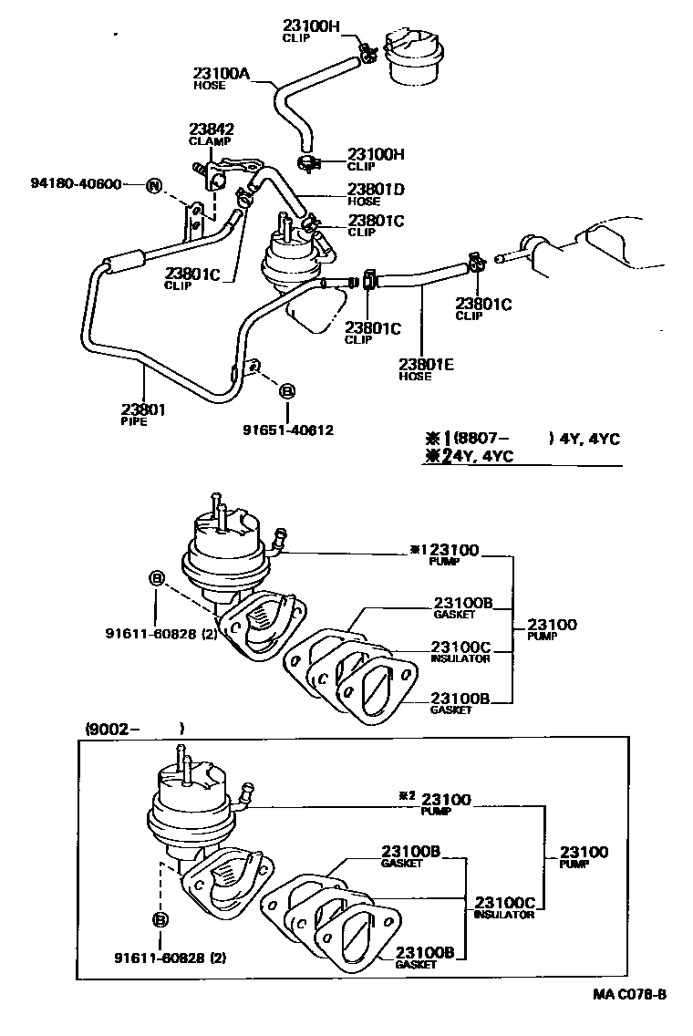 Toyota HILUX 燃油泵和燃油管 EPC diagram — MAC078B