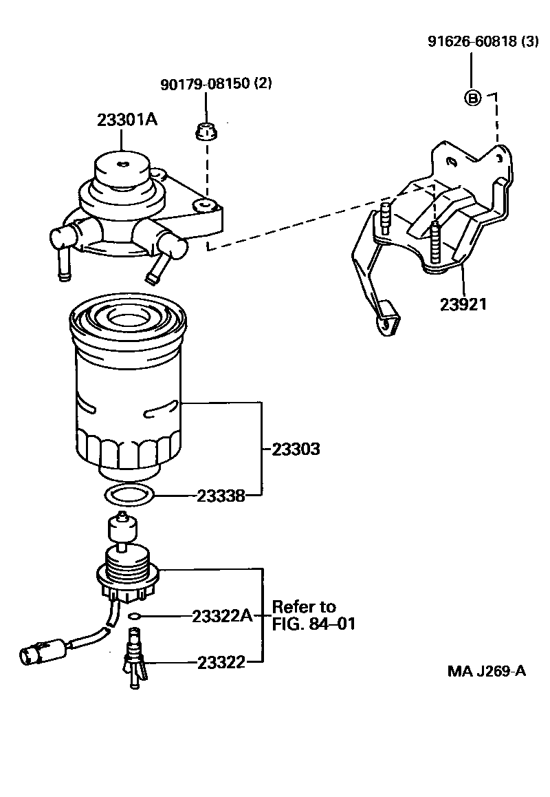 Toyota HILUX fuel filter EPC diagram — MAJ269A