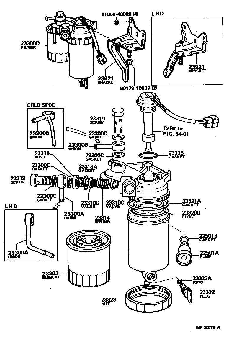 Toyota HILUX fuel filter EPC diagram — MF3219A