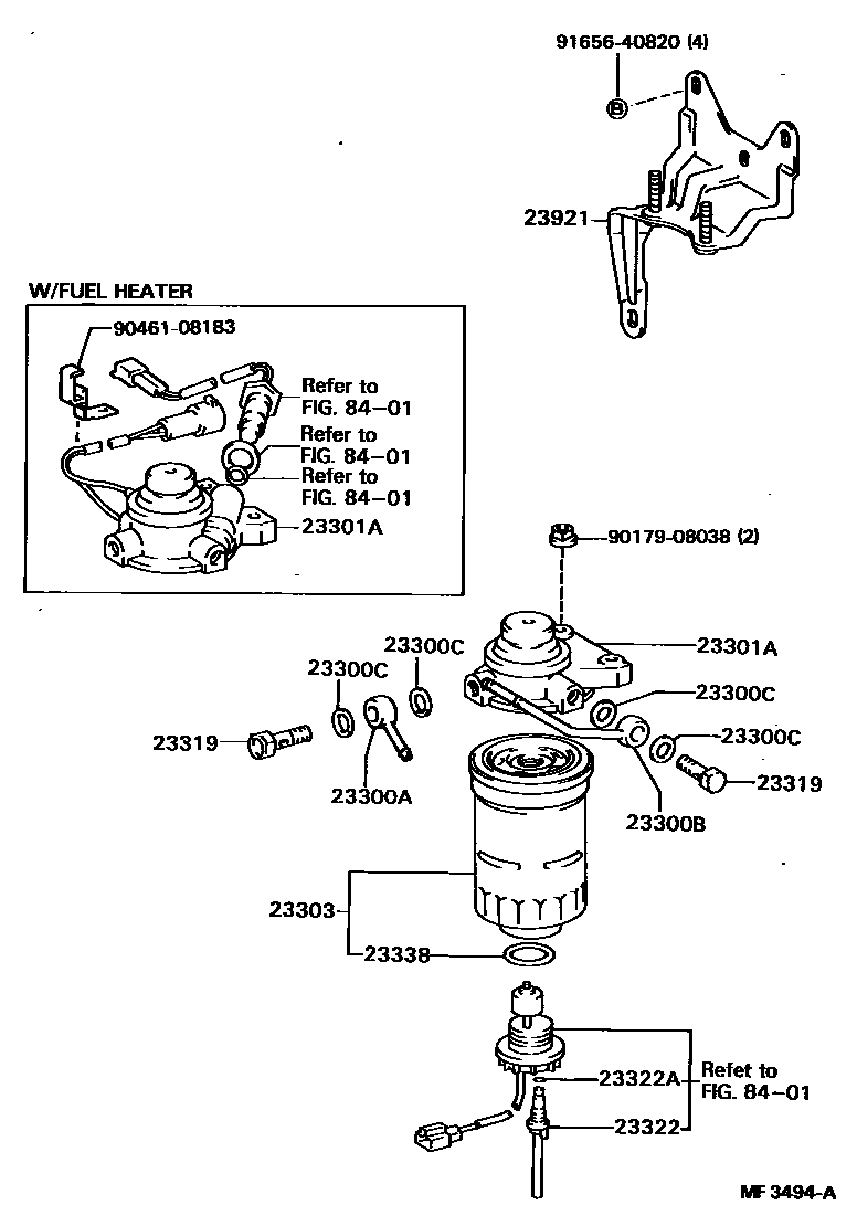 Toyota HILUX fuel filter EPC diagram — MF3494A