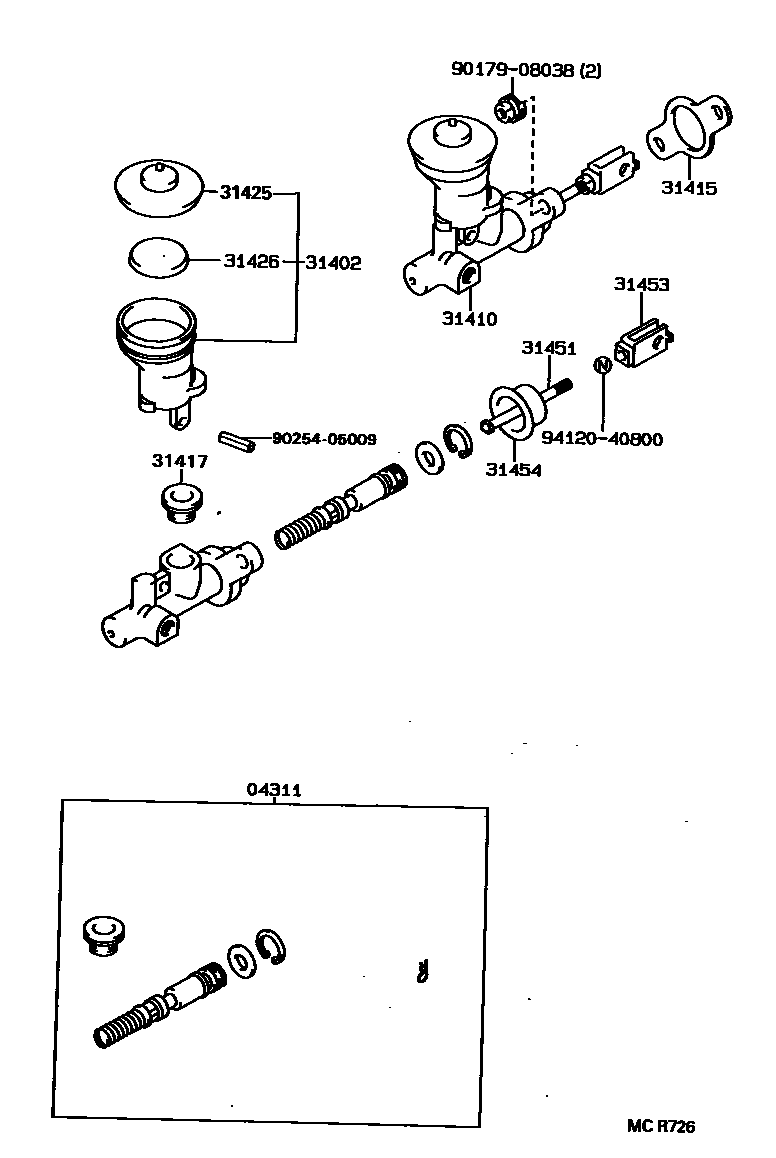 Toyota HILUX 离合器总泵 EPC diagram — MCR726