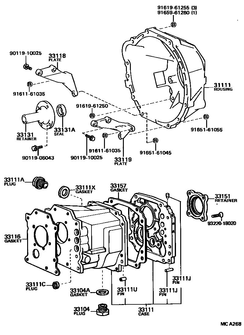 Toyota HILUX 离合器壳和变速器壳(MTM) EPC diagram — MCA268