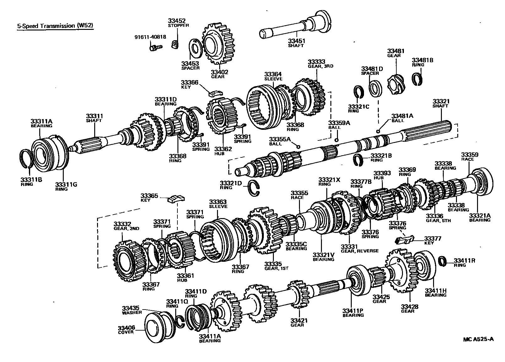 Toyota HILUX 变速器齿轮(MTM) EPC diagram — MCA525A
