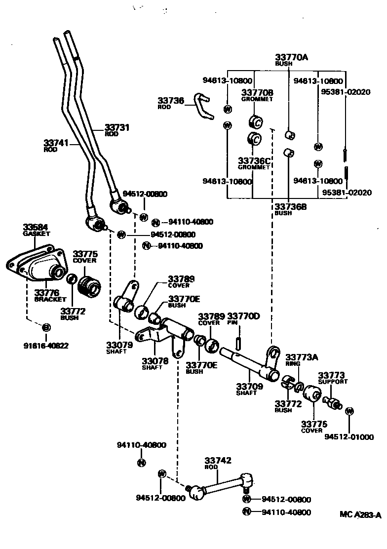 Toyota HILUX 控制轴和横轴 EPC diagram — MCA283A
